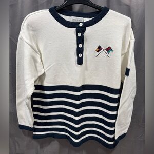 Van Heusen Striped Henley Sweater Top with Shoulder Pads